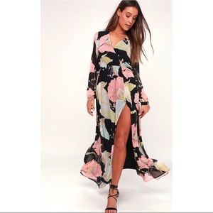 LULUS WONDROUS WATER LILIES PRINT MAXI DRESS